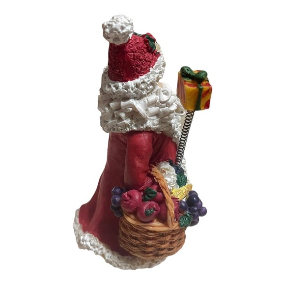 Vintage Artmark Santa Figurine W/Lantern Basket Of Fruit Gift On Spring READ - Picture 5 of 5